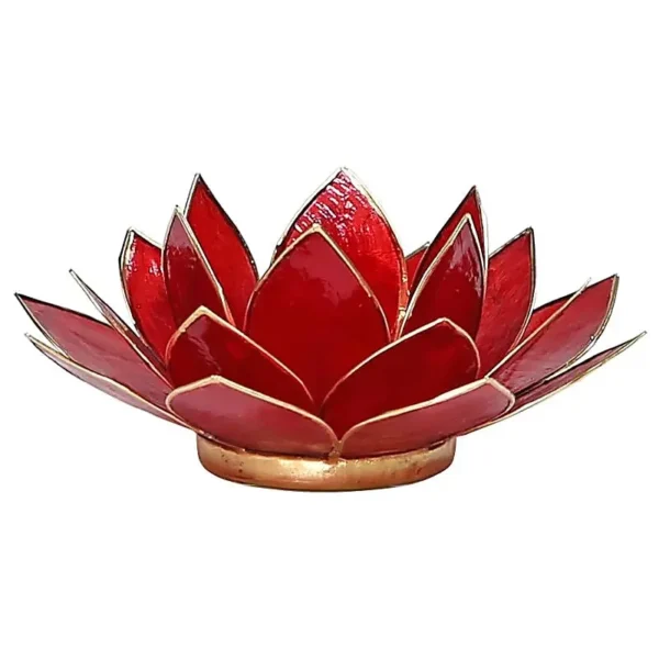 Bougeoir fleur de lotus rouge et or