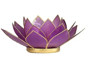 Bougeoir Lotus lilas avec les bords couleur or