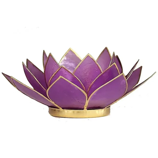 Bougeoir Lotus lilas avec les bords couleur or