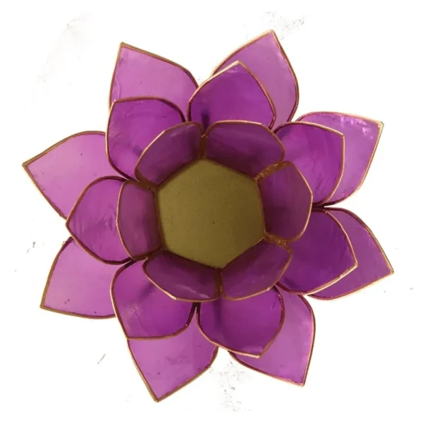 Bougeoir Lotus lilas avec les bords couleur or