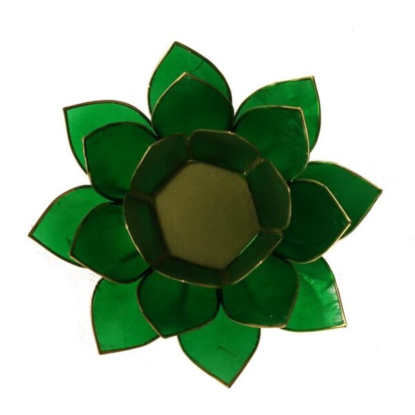 Bougeoir fleur de lotus vert et or