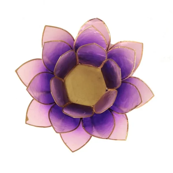 Bougeoir fleur de lotus violet et or