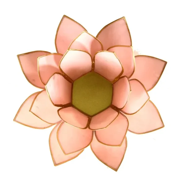 Bougeoir Fleur de Lotus rose pastel bord or