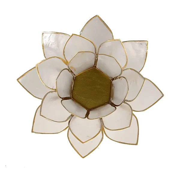 Bougeoir fleur de lotus Blanc et Or