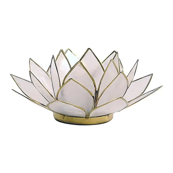 Bougeoir fleur de lotus Blanc et Or