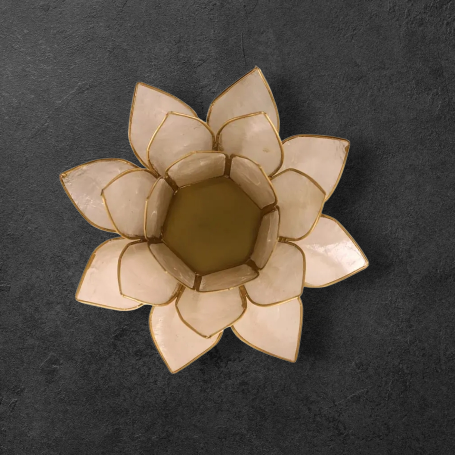 Bougeoir Fleur de Lotus perle et or – Image 2