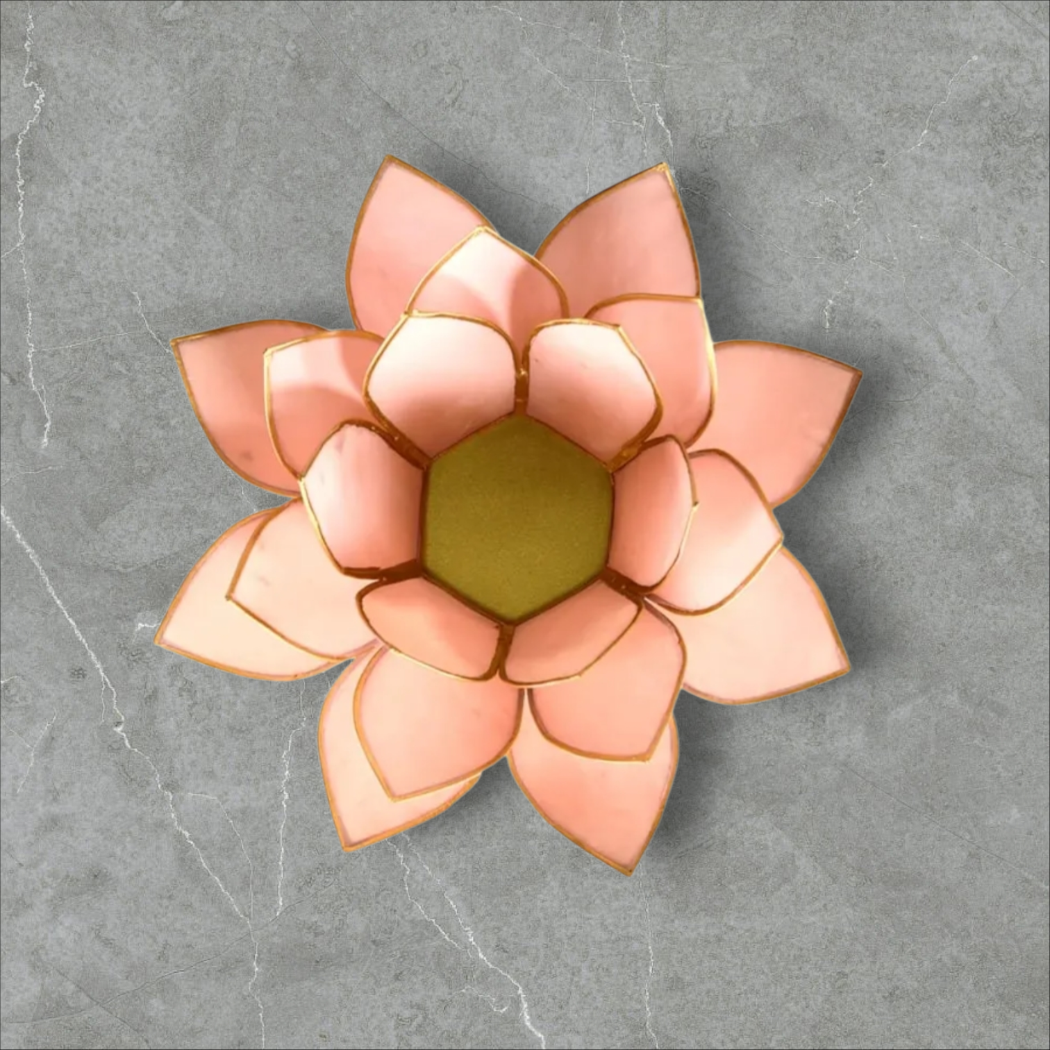Bougeoir Fleur de Lotus rose pastel bord or – Image 2