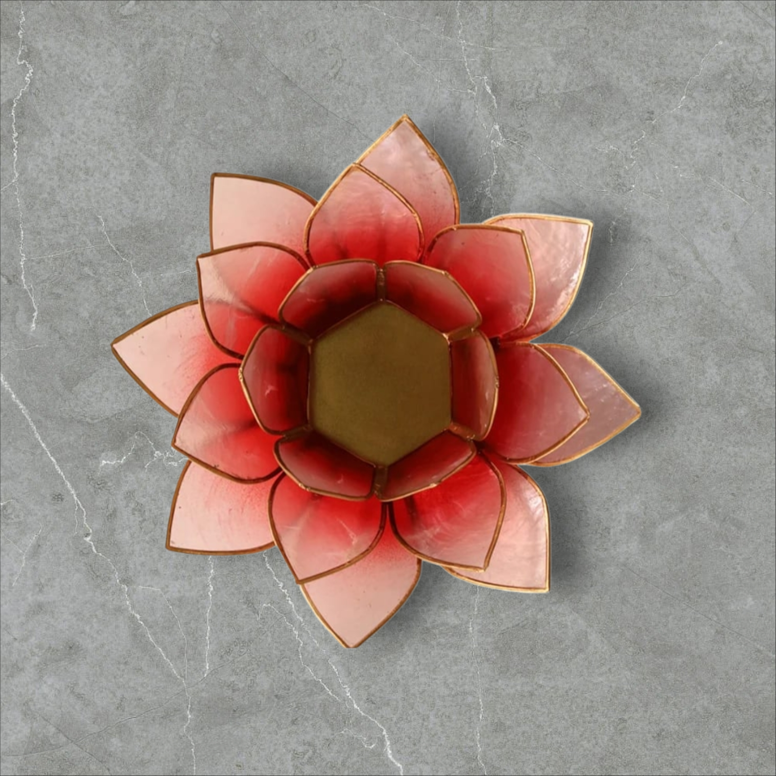 Bougeoir fleur de lotus rose-orange et or – Image 2