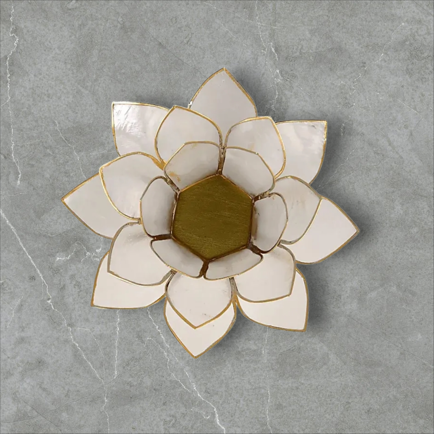 Bougeoir Fleur de Lotus Blanc et Or – Pureté et Sérénité – Image 2