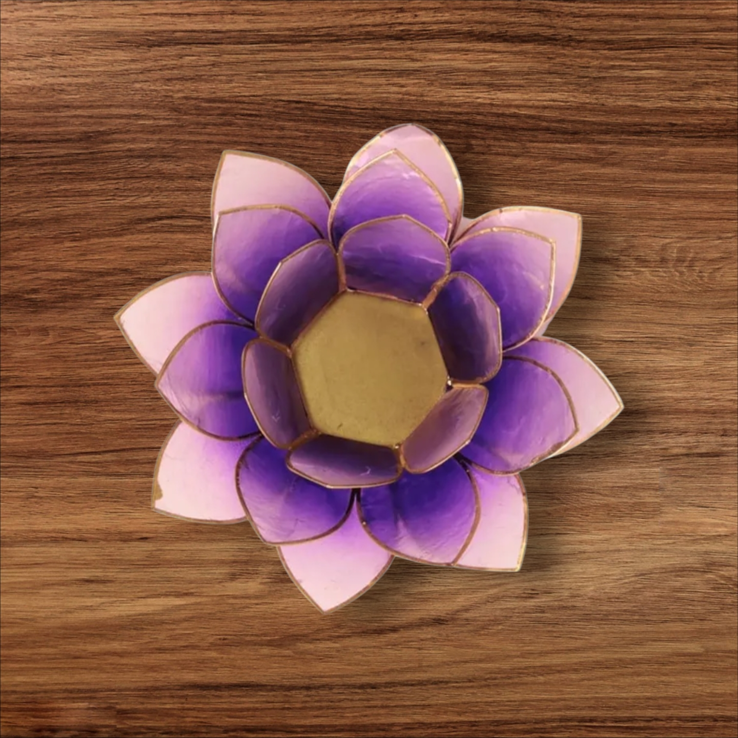 Bougeoir fleur de lotus violet clair et or – Image 2