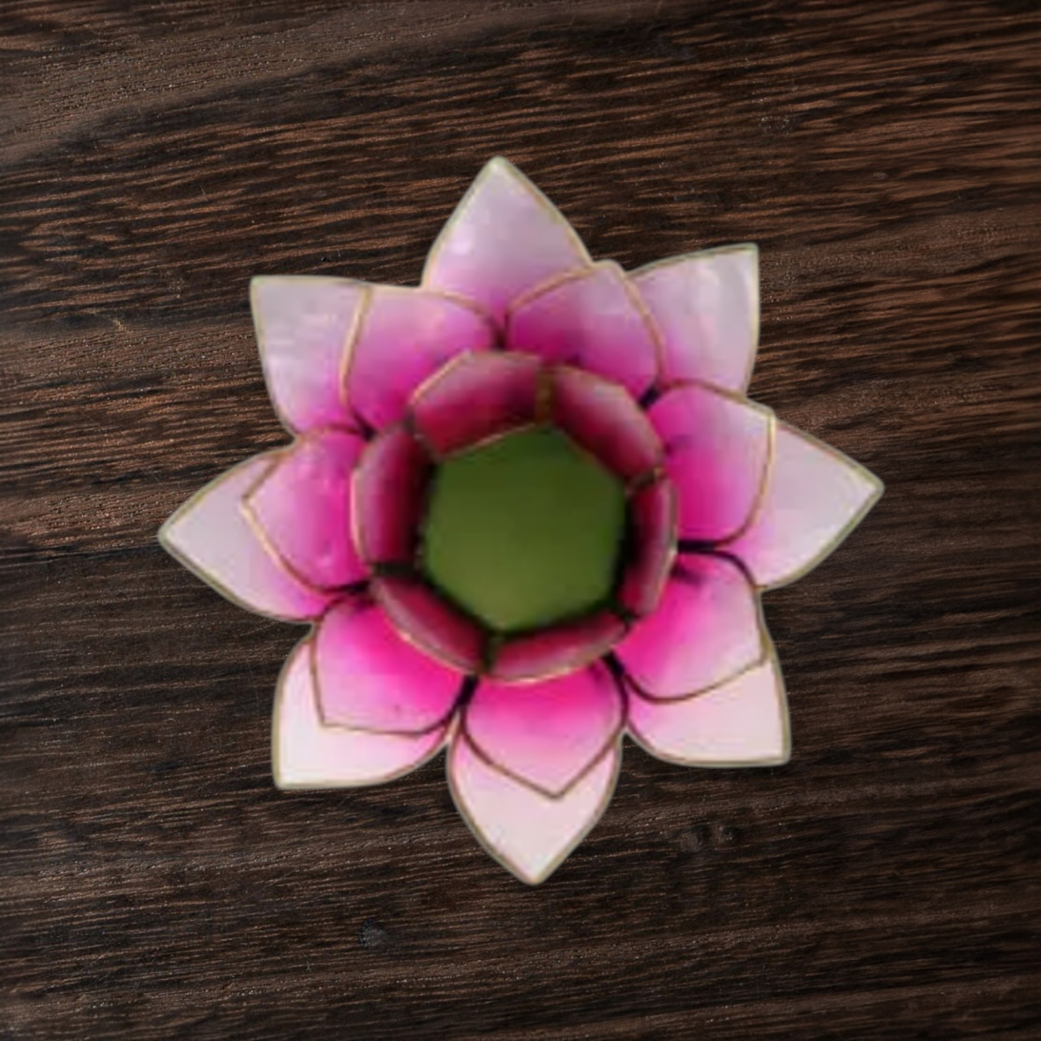 Bougeoir Fleur de Lotus rose bords or – Image 2