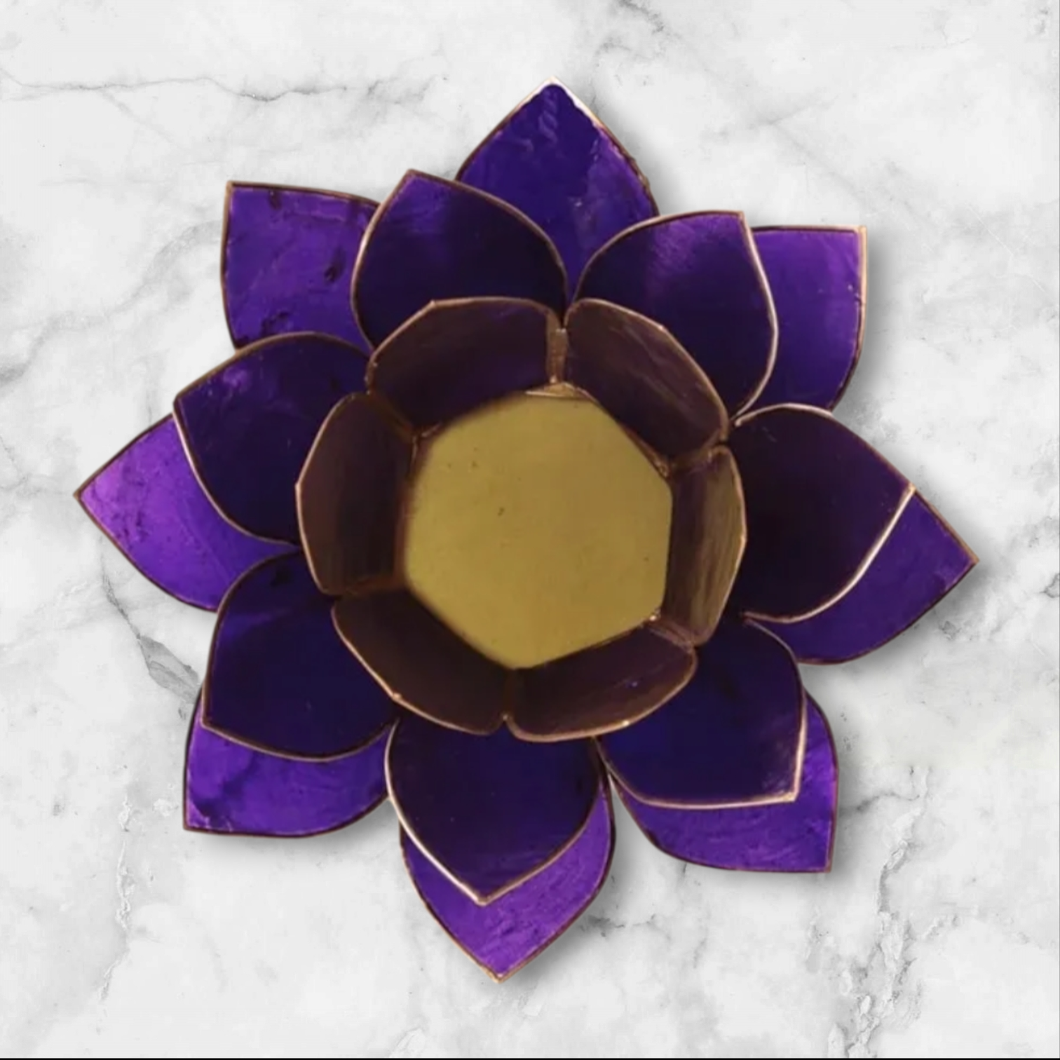 Bougeoir fleur de lotus violet et or – Image 2