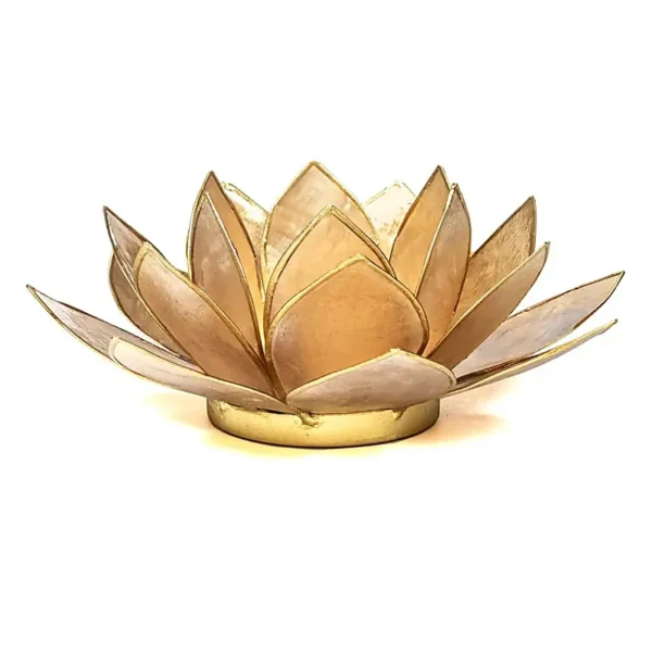 bougeoir fleur de lotus fumé et or