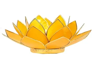 bougeoir fleur de lotus jaune et or