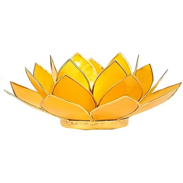 bougeoir fleur de lotus jaune et or