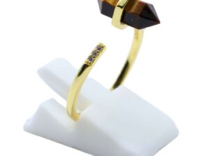 Bague Œil de Tigre – Argent 925 plaqué Or