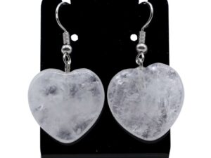 Boucles d’Oreilles Cœur Cristal de Roche