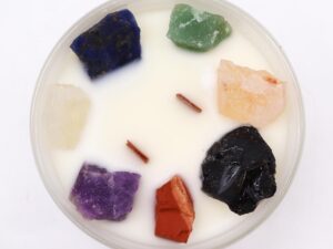 Grande Bougie 7 Chakras – Pierres & Cire Naturelle