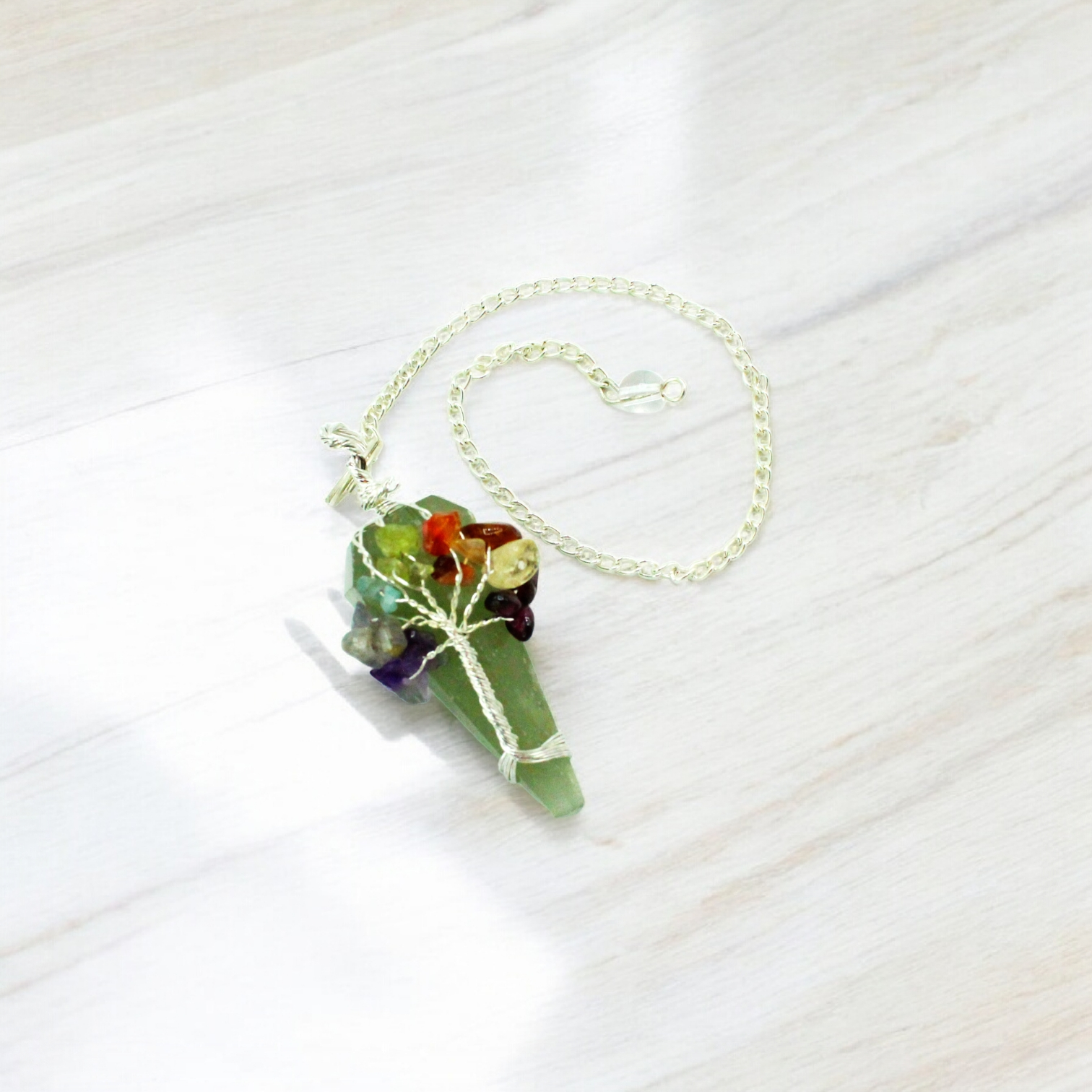 Pendule Sept Chakras en Aventurine