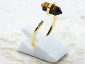 Bague Œil de Tigre – Argent 925 plaqué Or