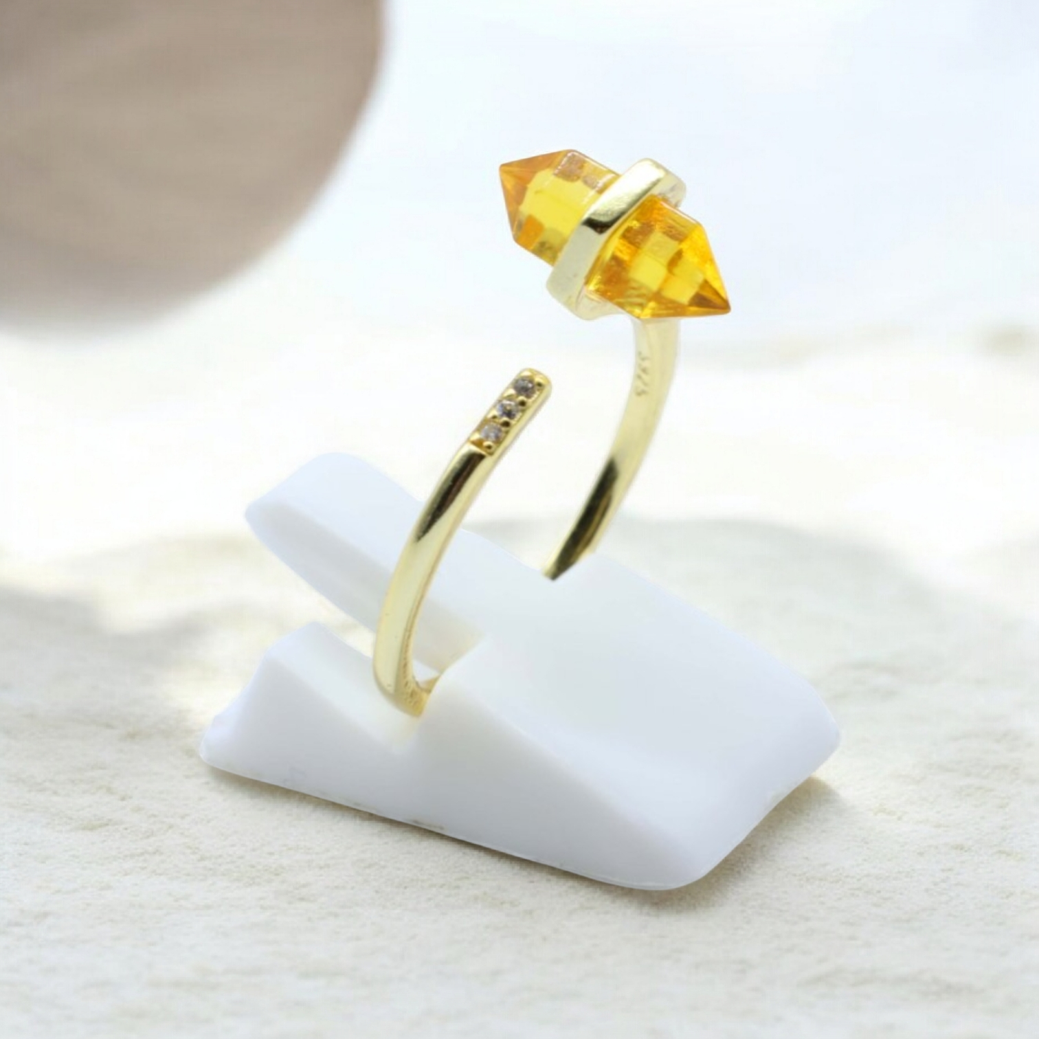 Bague Citrine – Argent 925 plaqué Or